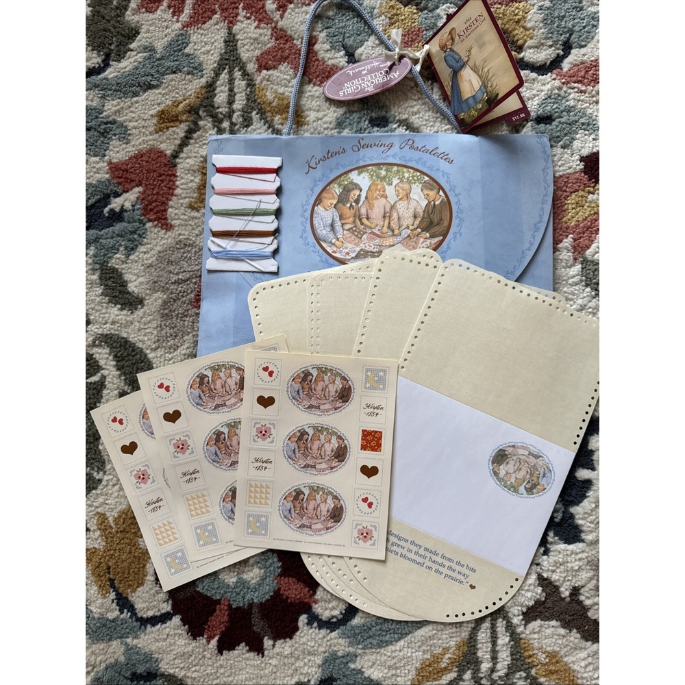 Vintage American Girl Doll Hallmark Kirsten Sewing Postaslettes To Stitch